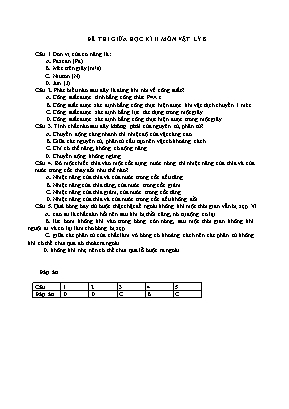 Đề thi giữa học kì II môn Vật lý 8